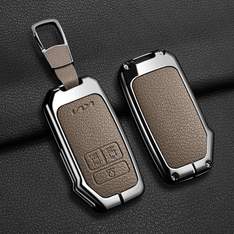 

7 Buttons Car Key Case Cover For Kia K5 K3 K4 Sportage Carnival Sedona Zinc Alloy Leather Shell Fob Holder Keychain Accessories