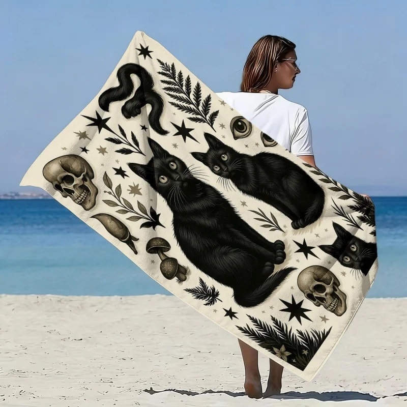 Newest Beach Towel Vintage Haunted House Cute Ghost Autumn Floral Pumpkin Print Microfiber Beach Towel Quick Swimming Bath Towel