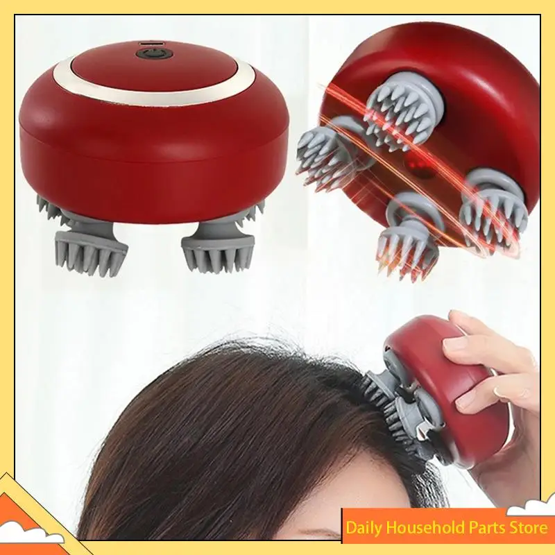 【تخفيضات كبيرة】مدلك رأس من السيليكون الناعم، سرعة قابلة للتعديل لتدليك فروة الرأس، ضوء أحمر للعناية بالشعر لوظيفة العجن