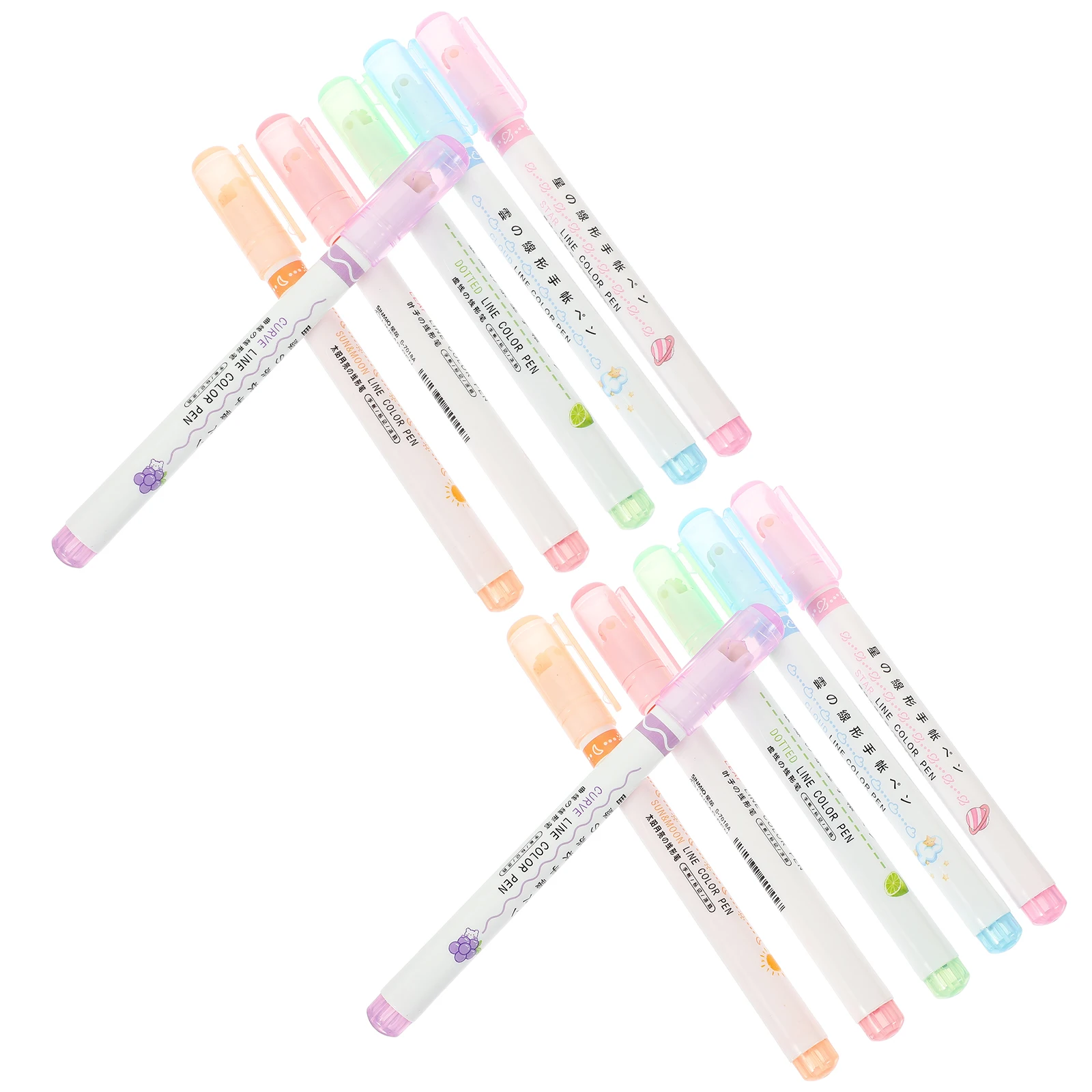 

12 Pcs Curve Line Pens Pattern Highlighting Drawing Supplies Colored Markers Scrapbooking