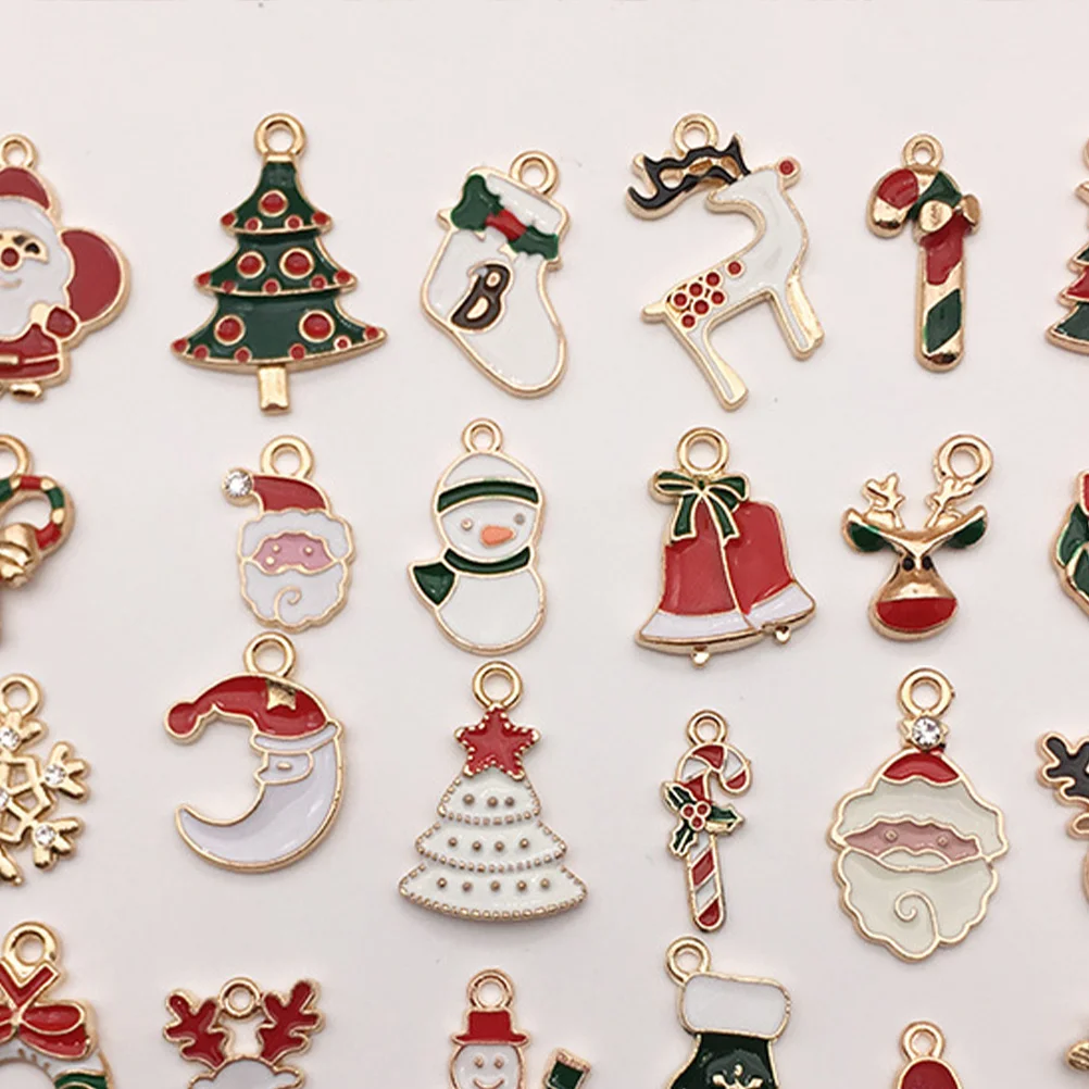 

60Pcs Christmas Alloy Pendant Jewelry Charms Drip Oil DIY Set for Necklace Bracelet Earrings Keychain Gift Alloy Pendant Charm