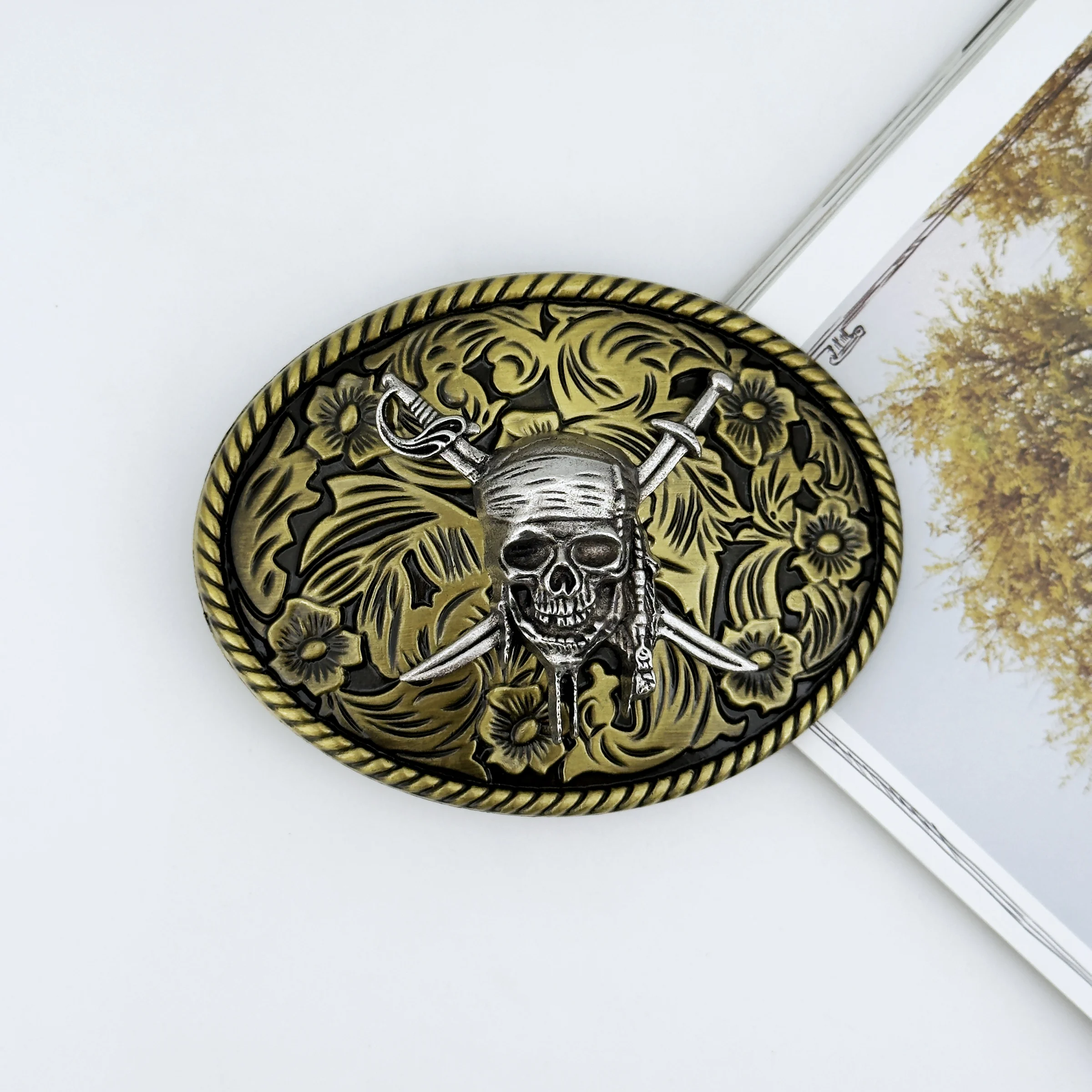 1PC race style stylish oval pirate pattern belt buckle DIY casual multi-function board buckle accessories for European and Ameri