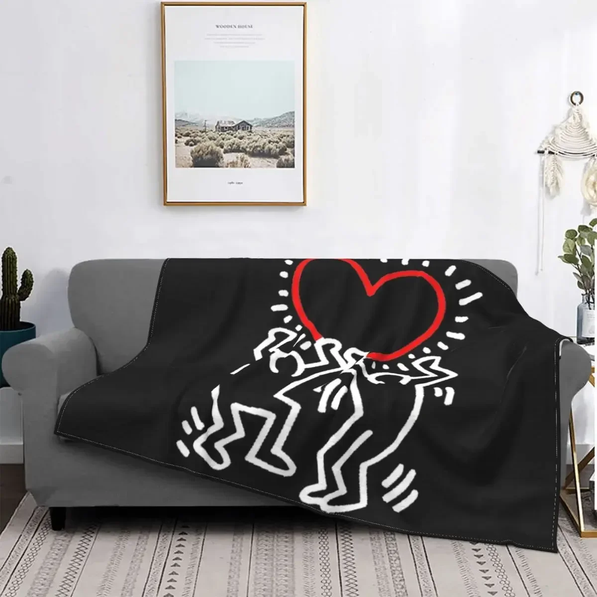 Dancing In The Wind tema colorato flanella coperta morbida accogliente Haring dipinti geometrici arte per la camera da letto divano Home Decor