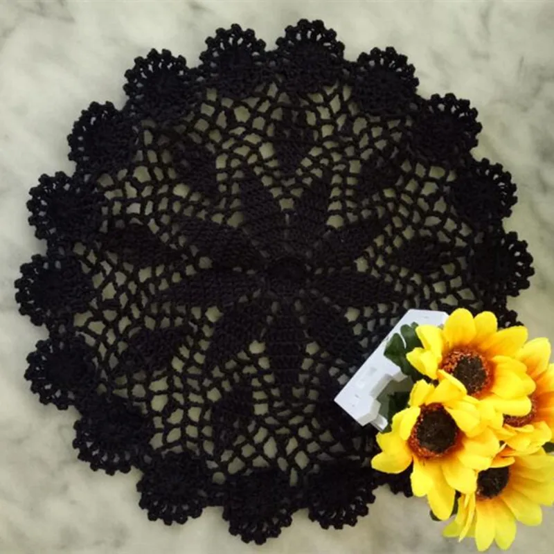 New Round Handmade Lace Cotton Table Place Mat Pan Pad Cloth Crochet Placemat Cup Mug Wedding Tea Coffee Coaster Doily Kitchen