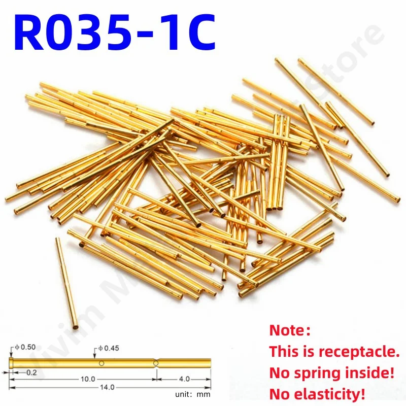 

20/100PCS R035-1C Test Pin P035-B Receptacle Brass Tube Needle Sleeve Seat Probe Sleeve Length14mm Dia 0.45mm P035-B1 PCB Test