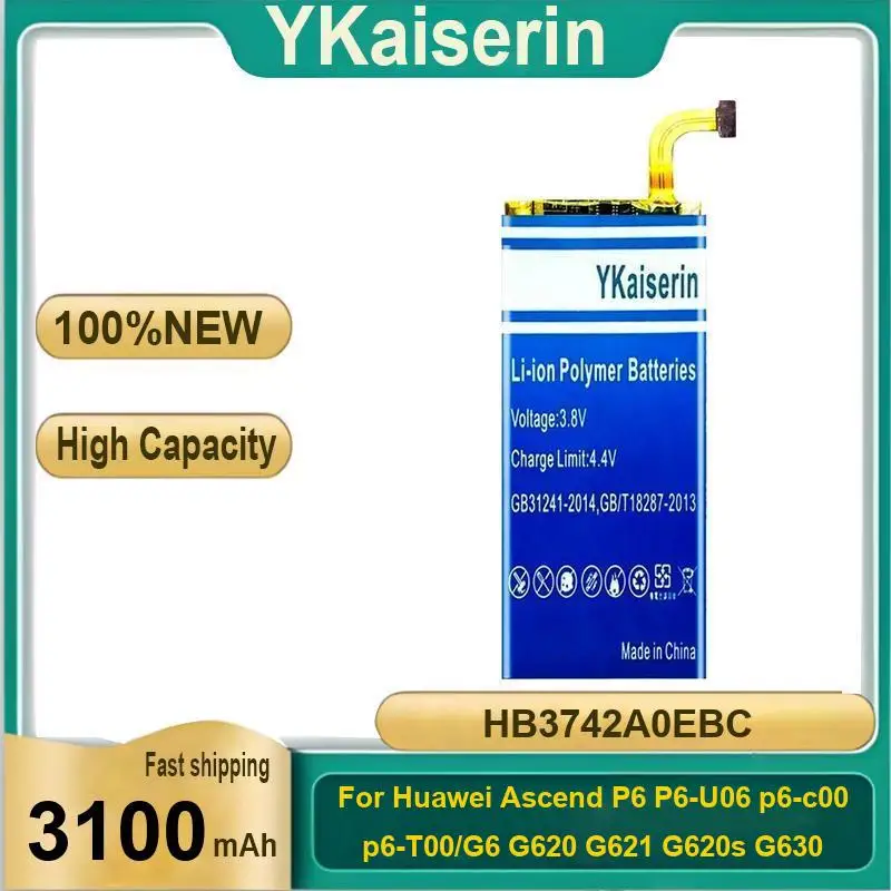 

3100Mah For Huawei Ascend P6 P6-U06 P6-C00 P6-T00 G6 G620 G621 G620s G630 Portable HB3742A0EBC Mobile Phone Battery