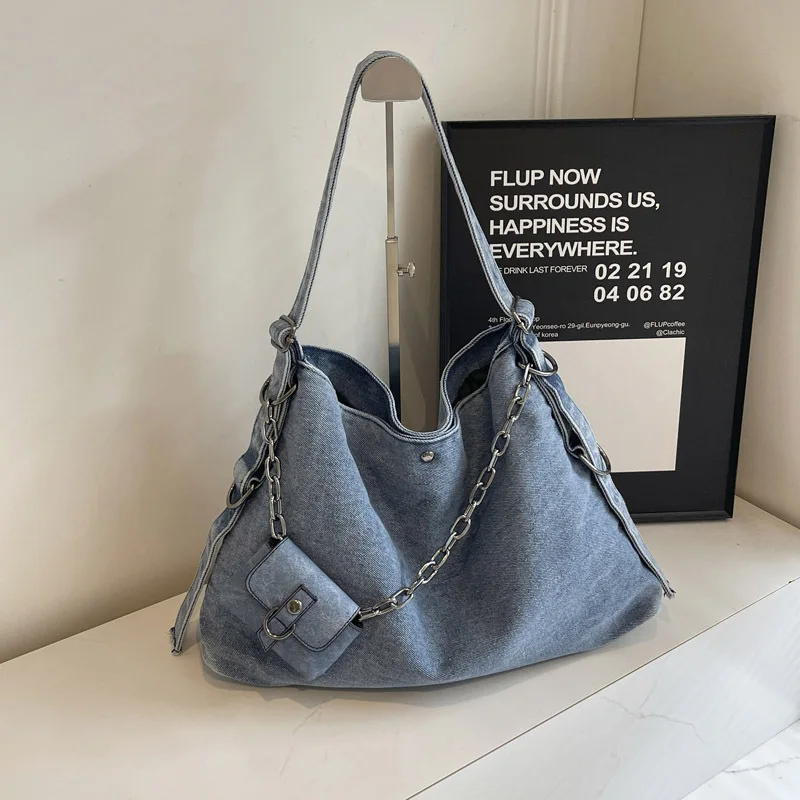 

Women Denim Shoulder Tote Bag Handbags for Woman New in Japanese Korean Large University Student Crossbody Bags Luxury