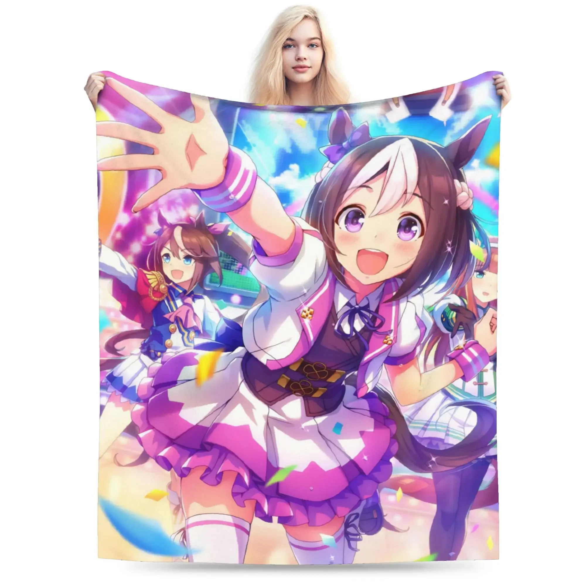 Uma Musume Pretty Derby Manta de felpa súper suave para niños y adultos, colcha decorativa para el hogar