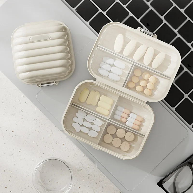 

1/2pcs Daily Pill Organizer, 7 Compartment Portable Travel Pill Box, Folding Design Pill Box For Wallet Pocket, Holds Vitamins,