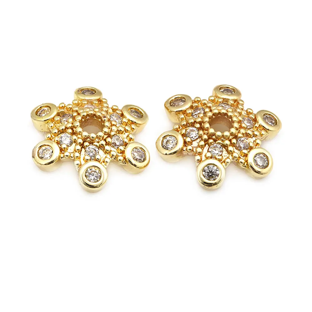 18K Gold Color Brass and Zircon Beads Caps High Quality Diy Accessories Jewellery Making Materials Rosediy official-website