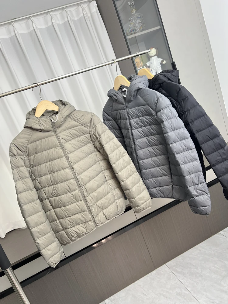 

Легкий теплый пуховик с 90% белым пухом, осенне-зимний, ультратонкий, комфортный, простой, с капюшоном, верхняя одежда