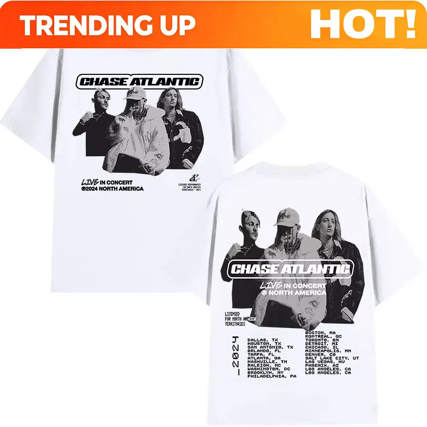 Chase Atlantic Lost in Europe UK Tour 2025 Graphic T Shirts Men's Hip Hop Vintage Gothic Short Sleeve T-shirt Unisex Streetwear