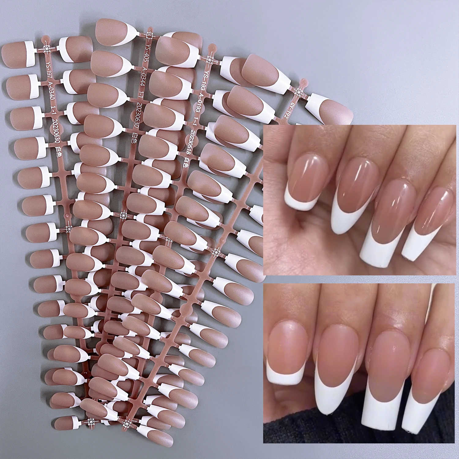 120pcs Premade French Tips Extension Nail Tips Brown Color Full Cover Frosted Press on Nails Semi-product Seamless Fit Nail Bed