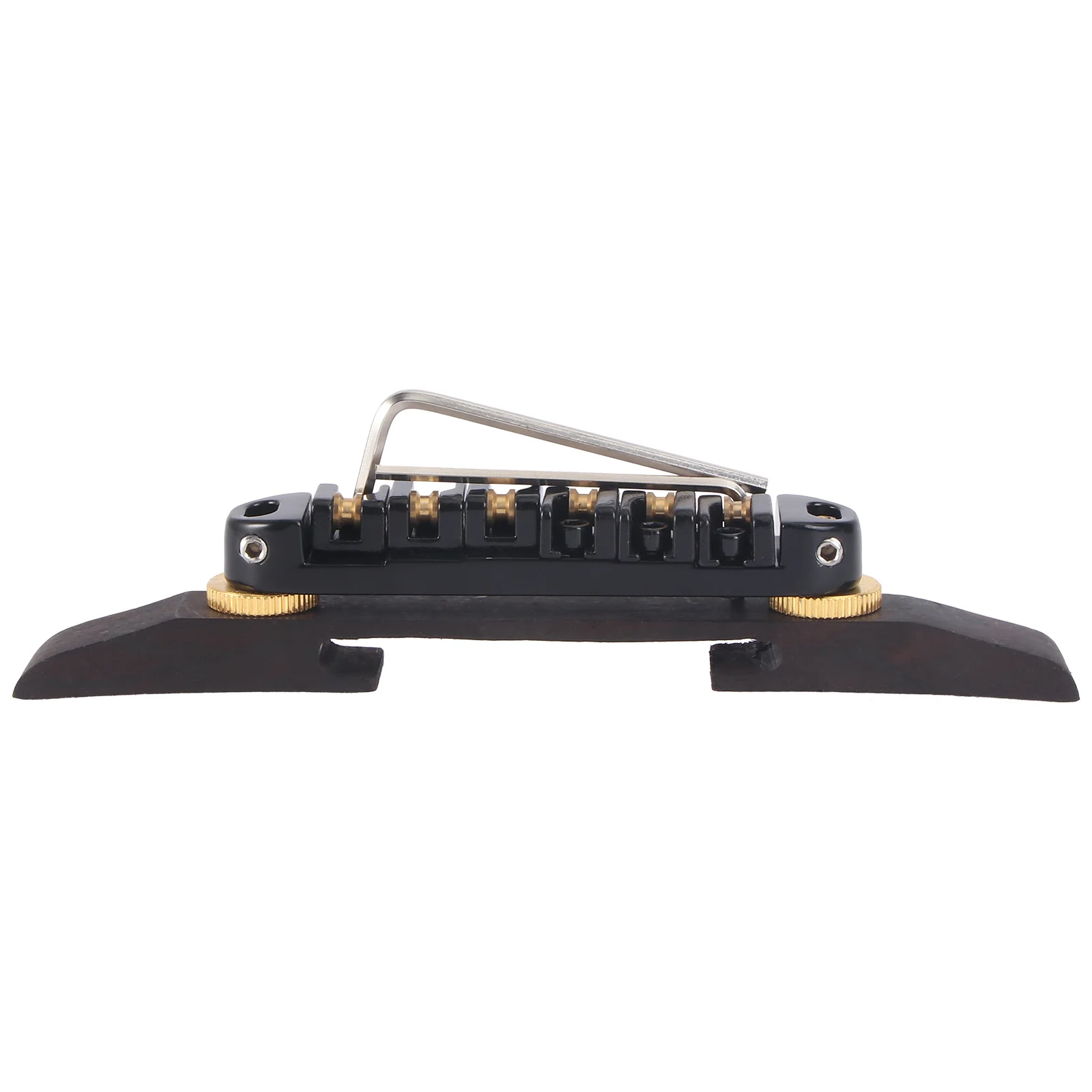 

Jazz Guitar Bridge Black Rosewood Self Adjusting Base Nickel Wheels Adjustable Replacement Part Bridge Tailpiece