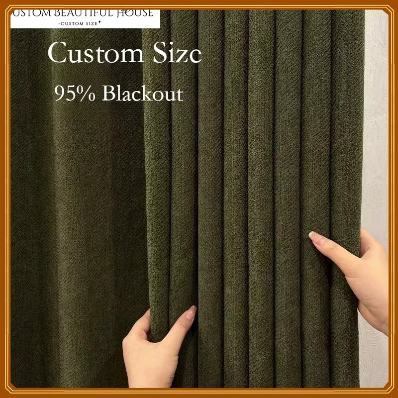 

Хлопково-льняная ткань с узором «рыбья кость», ретро-зеленый цвет, полное затемнение, стиль середины века, утолщенная, на заказ, элегантная, роскошная, европейская