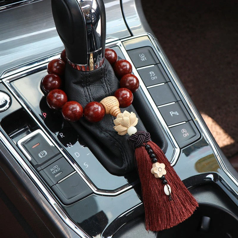 

Natural Lobular Rosewood Car Decoration Beads Pendant Ornament Lotus Peace Buddha Beads Men and Women Couple Gifts