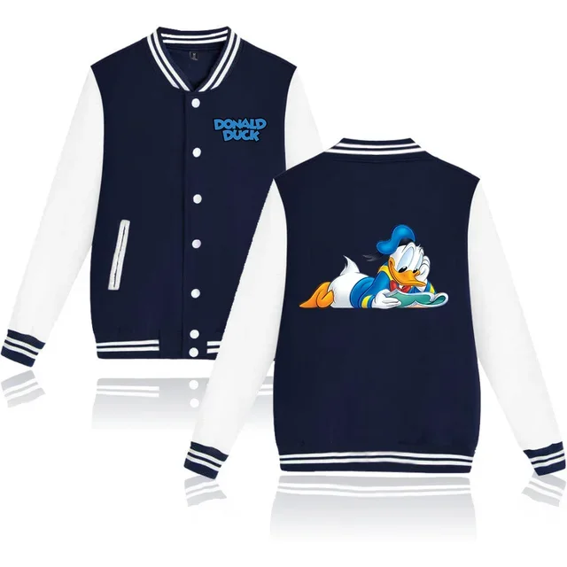 

Disney Donald Duck Bomber Jacket Women Men Autumn Baseball Jacket Coat Cartoon Kid Streetwear Harajuku Bomber College Jacket