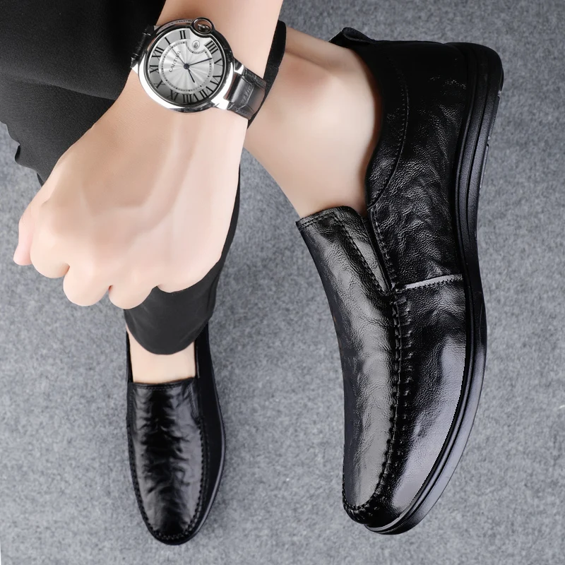 Fashion Loafers Men Shoes Leather Soft Comfy Slip-on Moccasins Outdoor Handmade Man Casual Shoes Drive Walk Luxury Leisure Flats