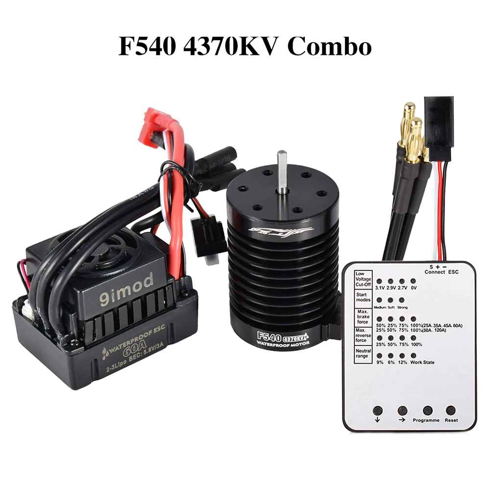 9imod F540-V2 4370KV فرش Sensorless محرك مقاوم للماء 3.175 مللي متر + 60A ESC ل 1/10 RC الانجراف سباق على الطرق الوعرة سيارة شاحنة