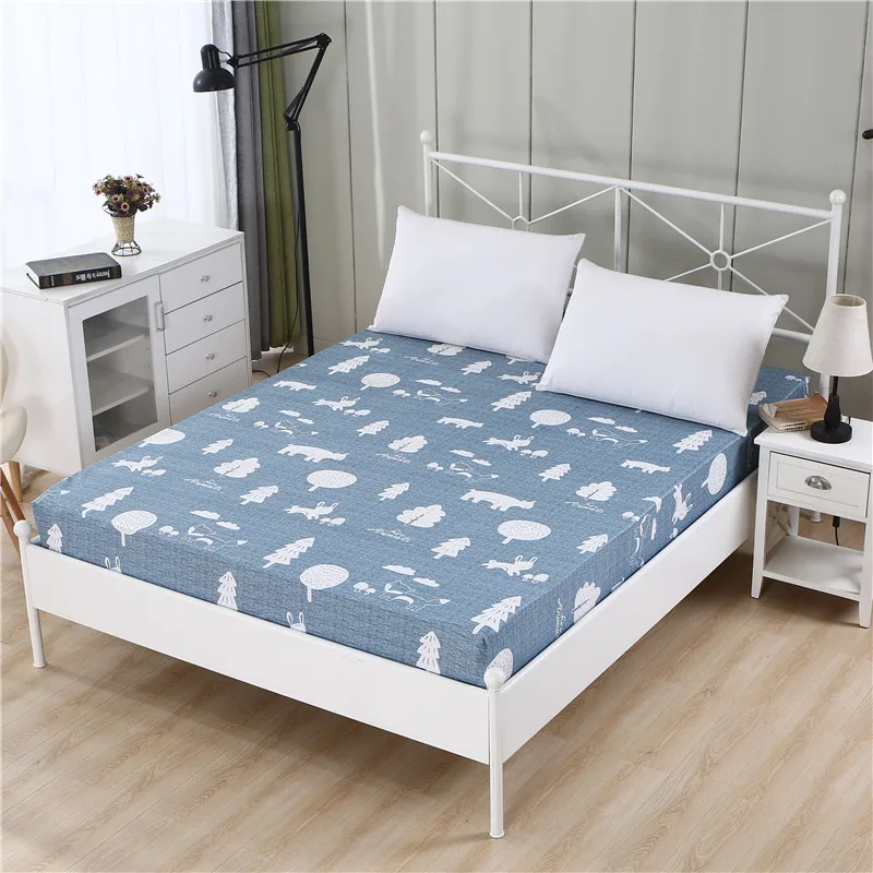 LAGMTA 1 Pc 100% Polyester Printing Fitted Sheet Mattress Cover Four Corners With Elastic Band Bed Sheet