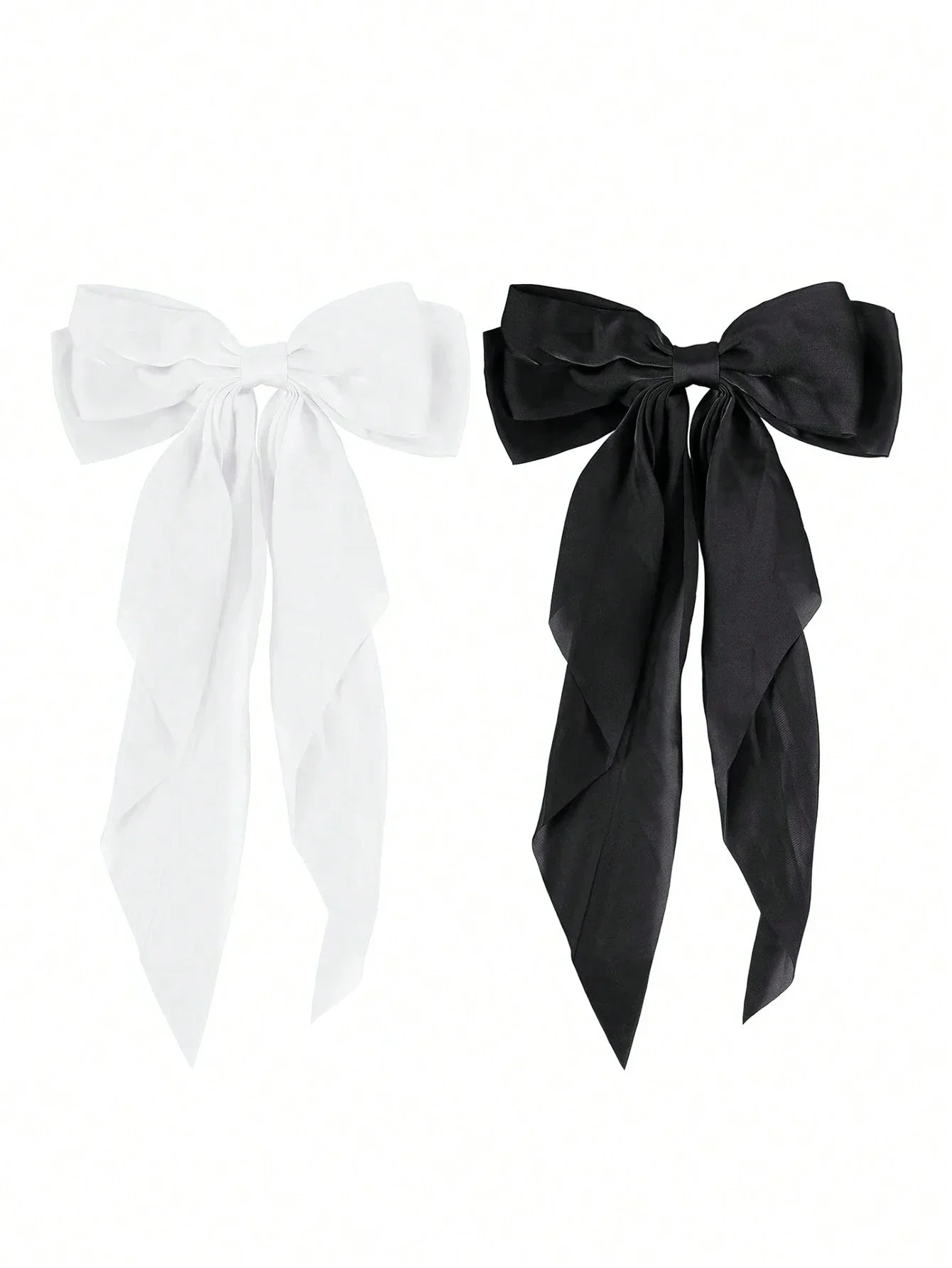 2pcs Large Bow Hair Clips Soft Long-Tailed Hairpins Vintage Elegant Hair Accessories for Women