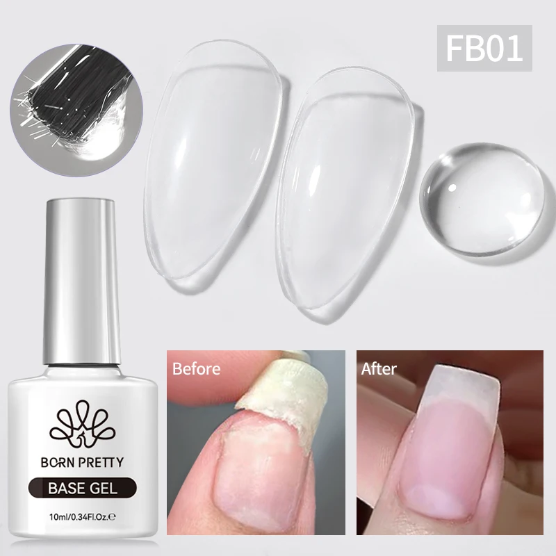 BORN PRETTY Clear Fiber Base Gel Nagellack Fiberglas Semi Permanent Fix Crack Rubber Base Gel für gebrochene Nägel Schnelles Aufbau
