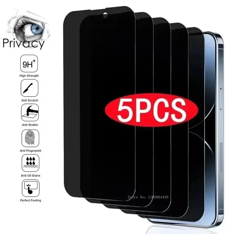 

5Pcs Privacy Tempered Glass For iPhone 16 15 14 13 12 11 Pro Max Anti-Spy Screen Protectors For iPhone XS Max XR 16 Plus Glass