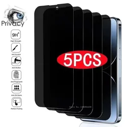 5Pcs Privacy Tempered Glass For iPhone 16 15 14 13 12 11 Pro Max Anti-Spy Screen Protectors For iPhone XS Max XR 16 Plus Glass