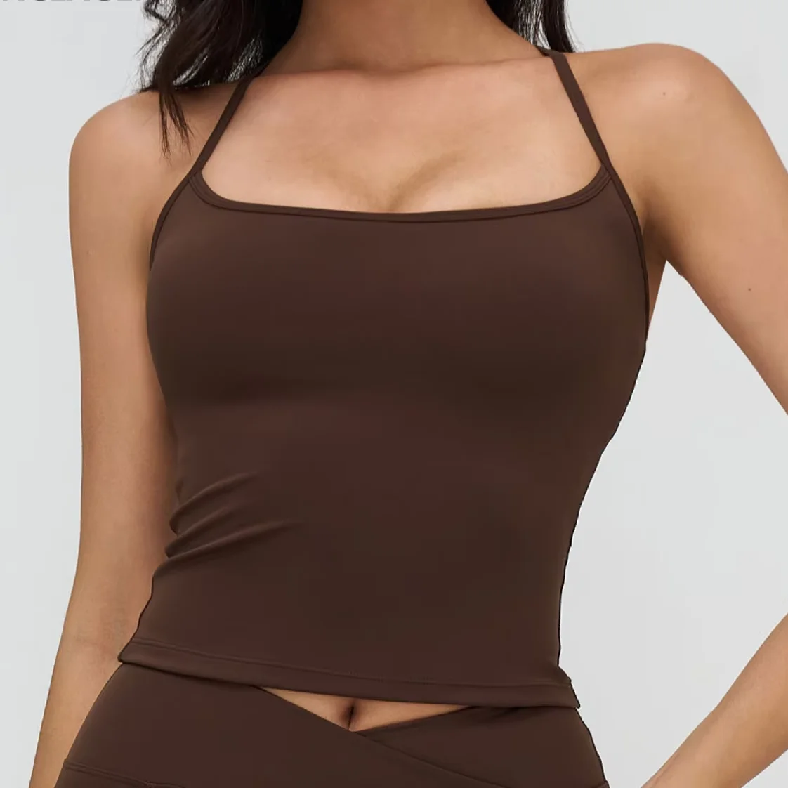 BLAZEMOVE Sports Tank Top Square Neck Running Fitness Gym Clothes Push-up Y-back Design Workout Yoga Blouse Removable Chest Pad