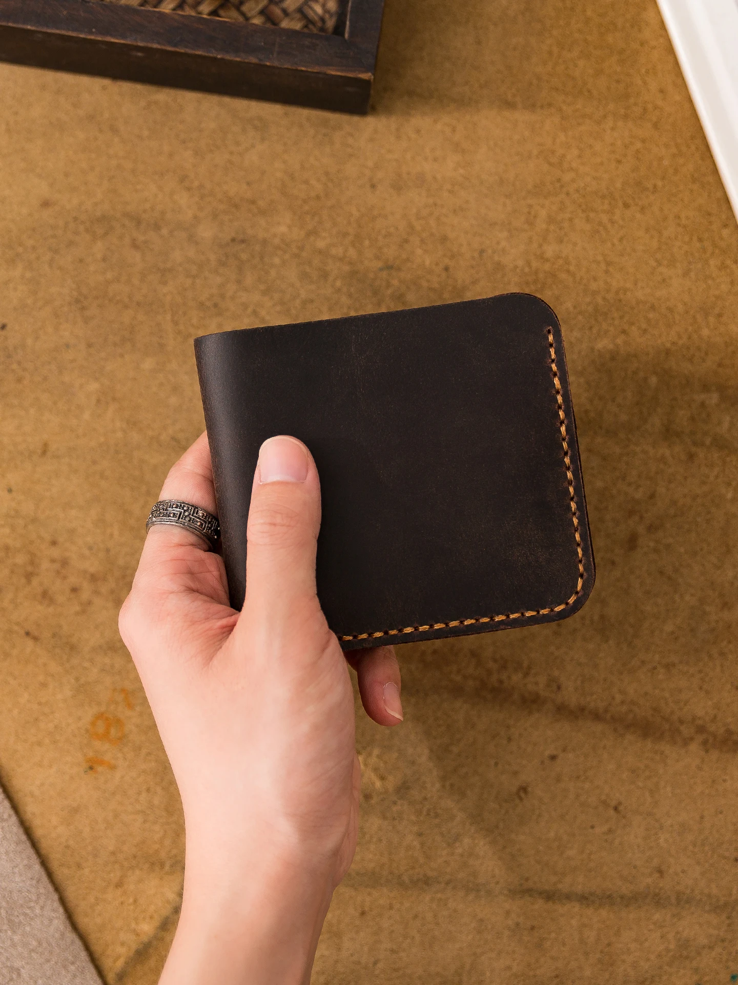 hanrted-leather-wallet-vintage-sle-top-layer-cowhide-men's-wallet-simple-high-end-feeling-small-money-clip-for-women