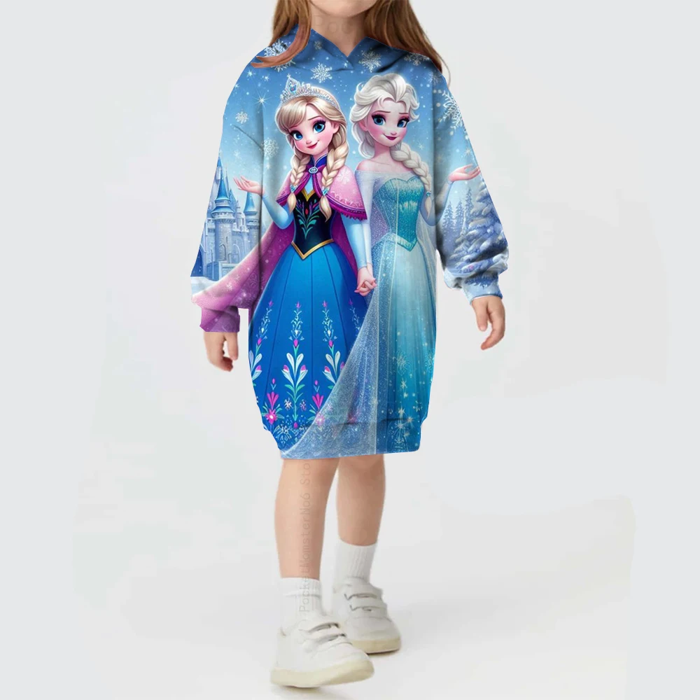 Autumn and winter Frozen Princess print mid-length sweater hoodie children's clothing children's sweatshirt new girls