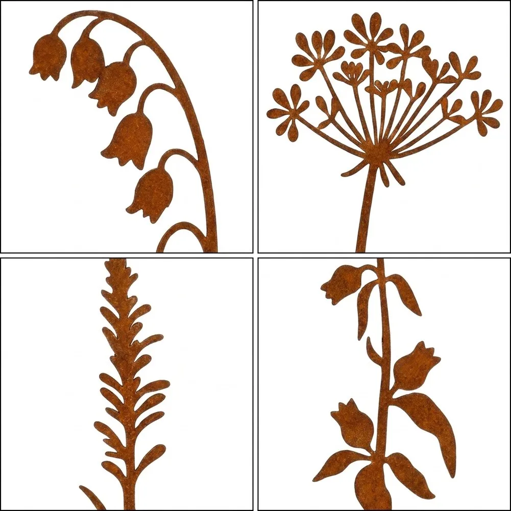 36cm Tall Metal Rust For garden Stake Pack 5pcs Weather Resistant Decorative Stakes for Outdoor For garden Use