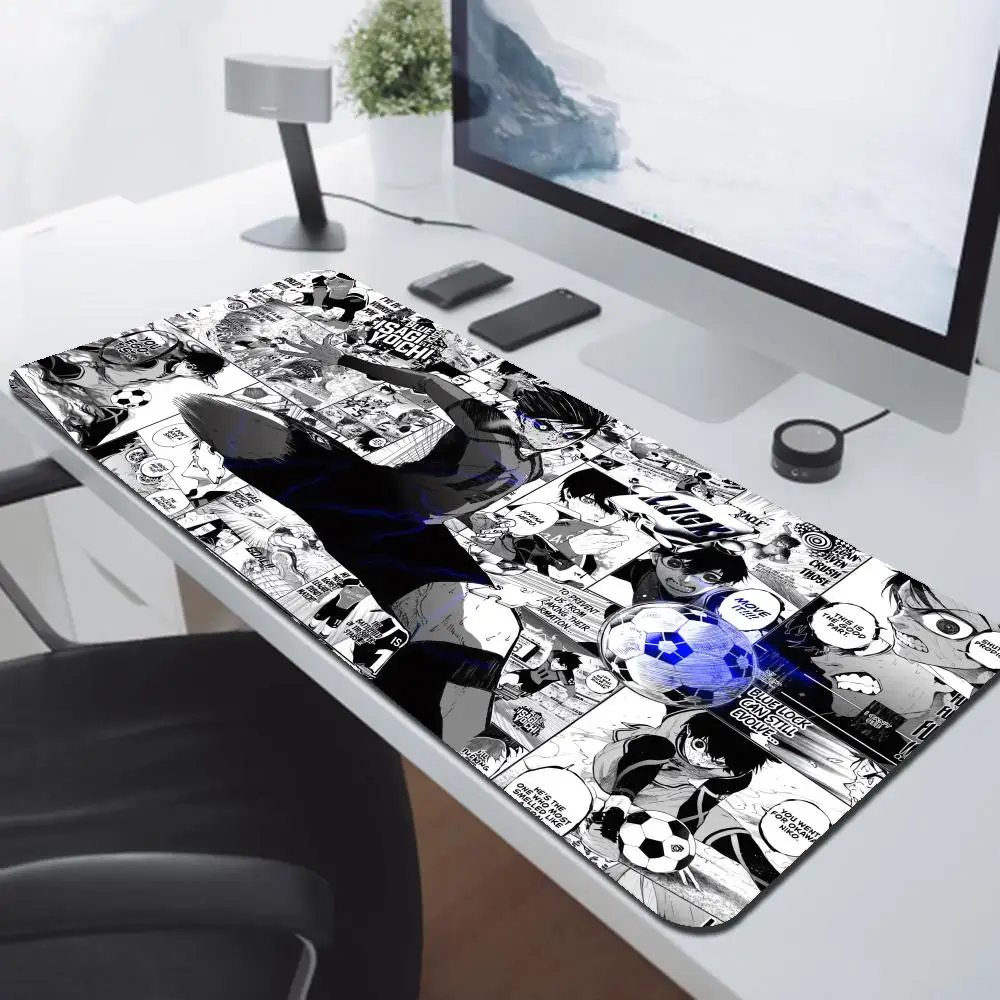 Черно-белый коврик для мыши в стиле аниме, ПК XXL, геймерский шкаф, коврик для мыши, коврик для клавиатуры, коврик для ноутбука, синий замок, Наги Сейширо, настольный коврик, мягкий ковер