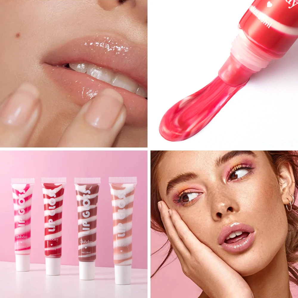 Clubday 4 色スーツパールファイングリッター保湿栄養スパイラルフルーツ口紅耐久性のある簡単な着色チューブリップ