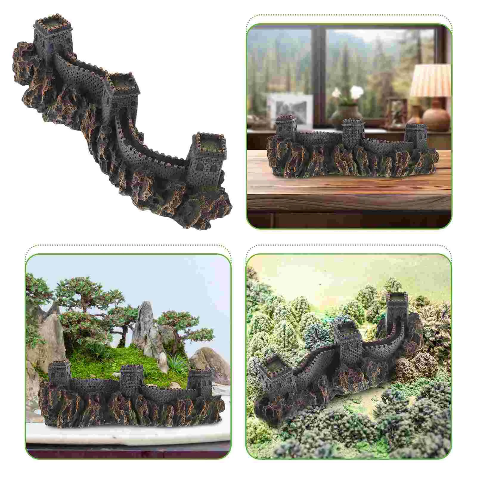 Great Wall Ornaments Aquarium Decoration Bridge of China Sculpture Resin Crafts Large Fish Tank Decorations Model Water Scene