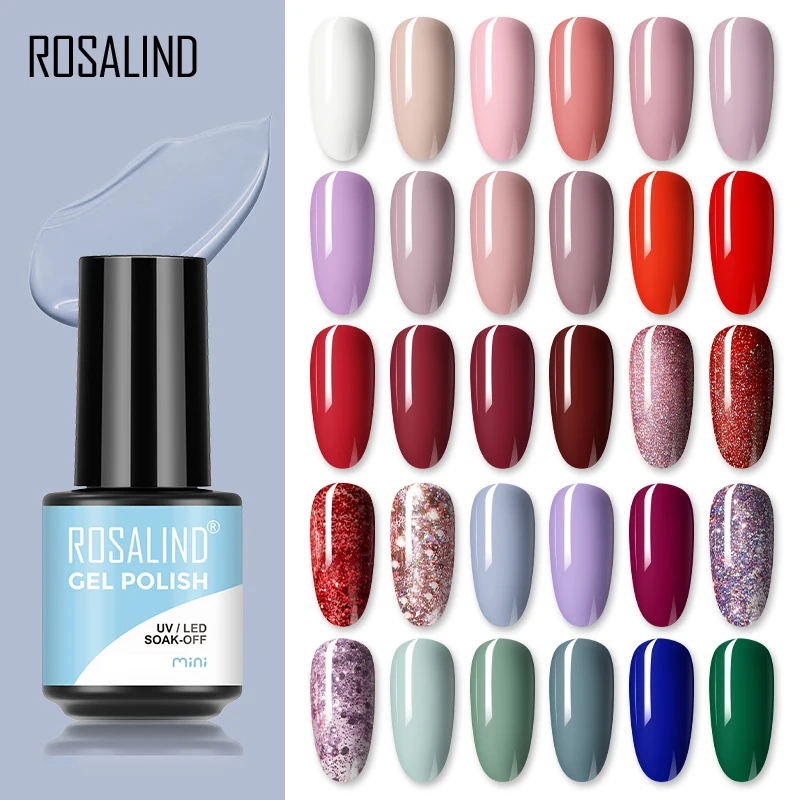 ROSALIND 7ml smalto per unghie Semi permanente smalto per unghie Soak Off UV LED Base Top Coat Vernis Nail Art Glitter Gel vernice