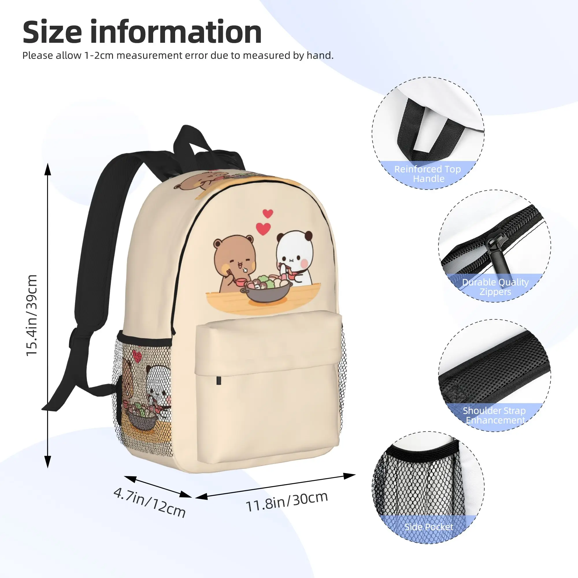 Bubu Dudu Panda Bears Cartoon Backpack Hot Sale Daypack Large Capacity Boys Girls BookBag Shoulder Bags for Men Women School Bag