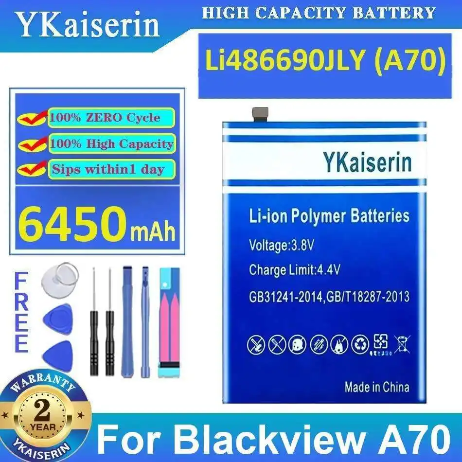 

Safe For Blackview A70 Li486690jly 6450Mah Mobile Phone Battery Premium Replacement