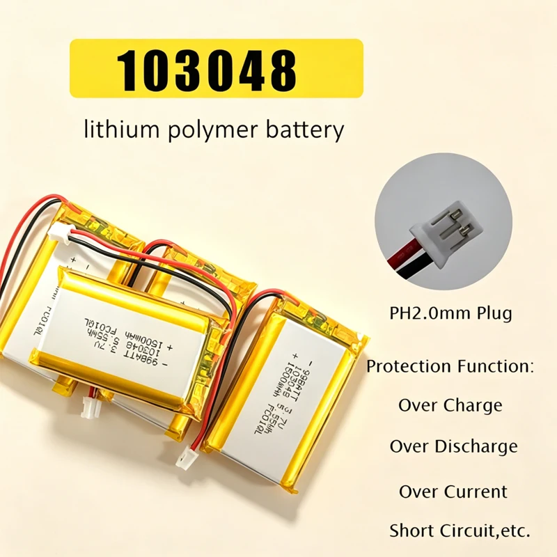 103048 3.7V 1500mAh Lipo Battery Polymer Lithium Batteries for Bluetooth Speaker Headset Electric Toothbrush Rechargeable Cell