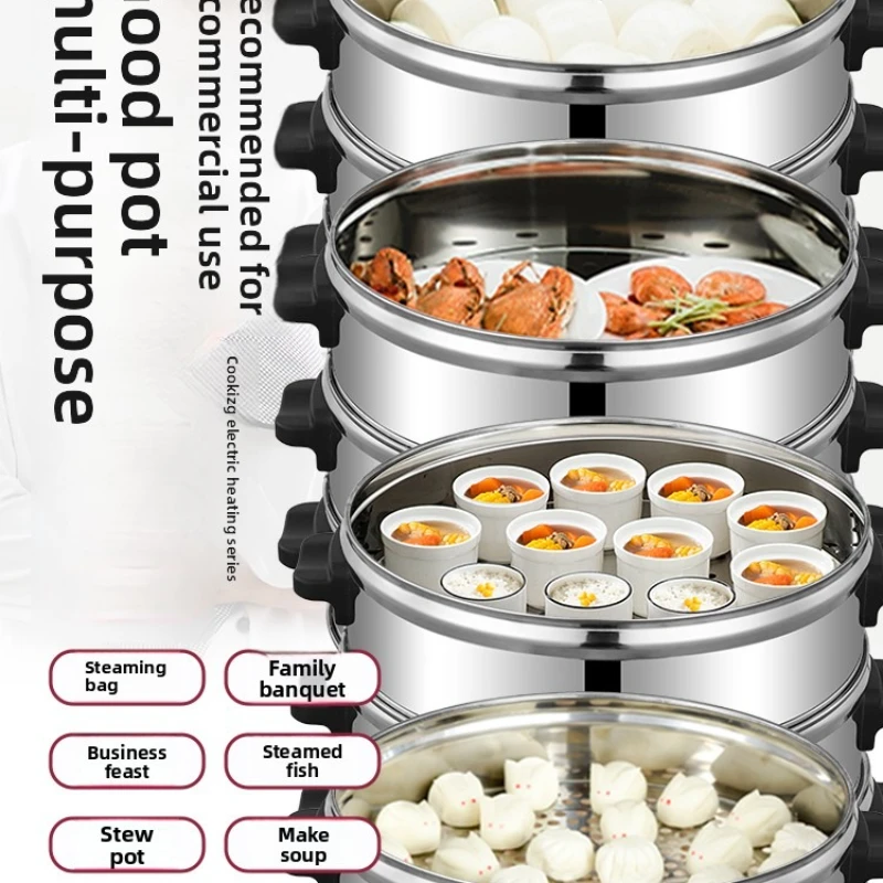 electric steamer multi-functional household three-layer automatic electric steamer large capacity large commercial steamed buns