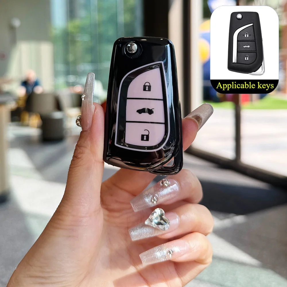 غطاء حافظة مفاتيح السيارة من مادة TPU مناسب لسيارة Toyota Corolla Fortuner Tundra RAV4 ملحقات السيارات بدون مفتاح