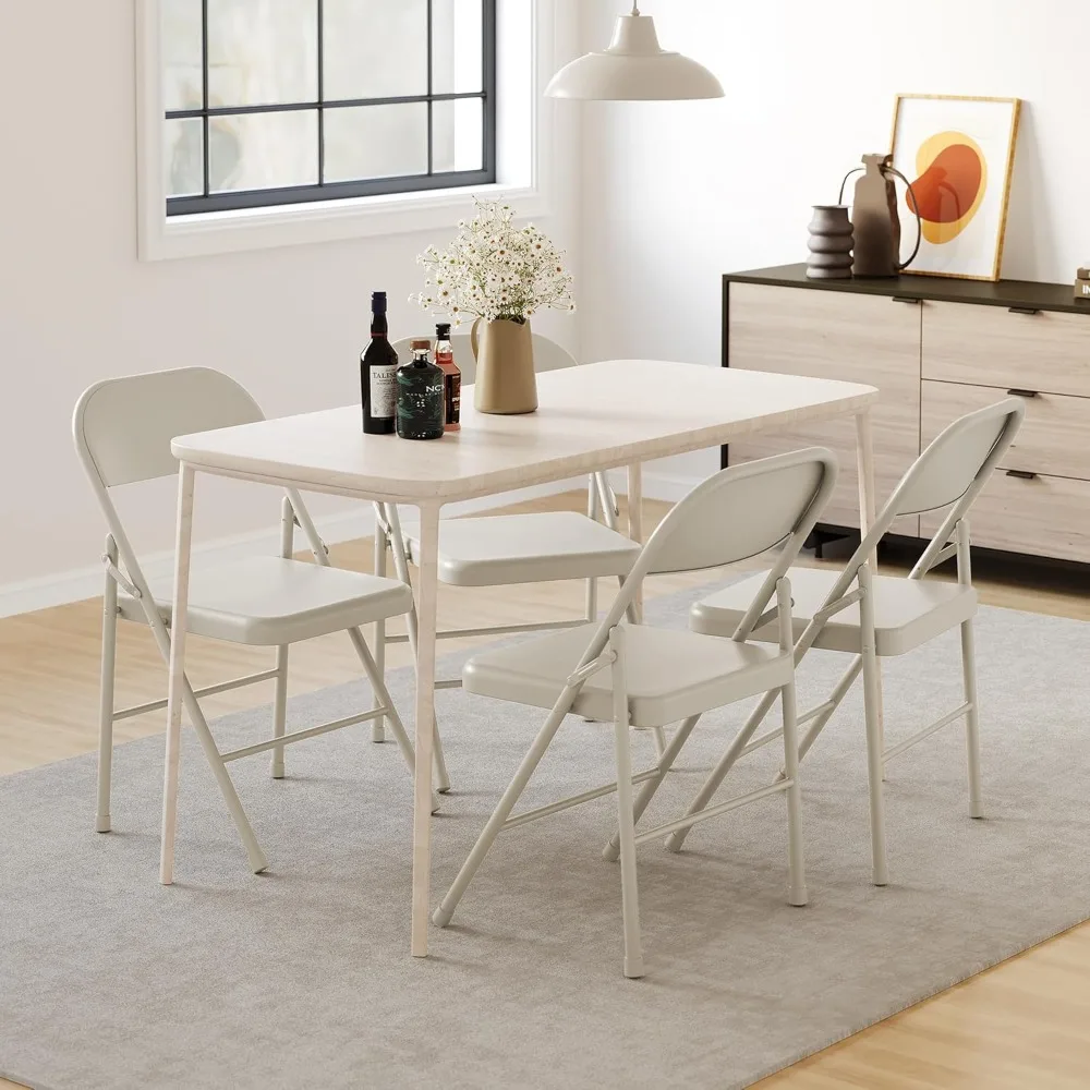 

Folding Chairs Set of 4, Foldable Chairs with Metal Frame Hold Up to 350 Pounds, Portable Folding Chairs Suitable for Dining