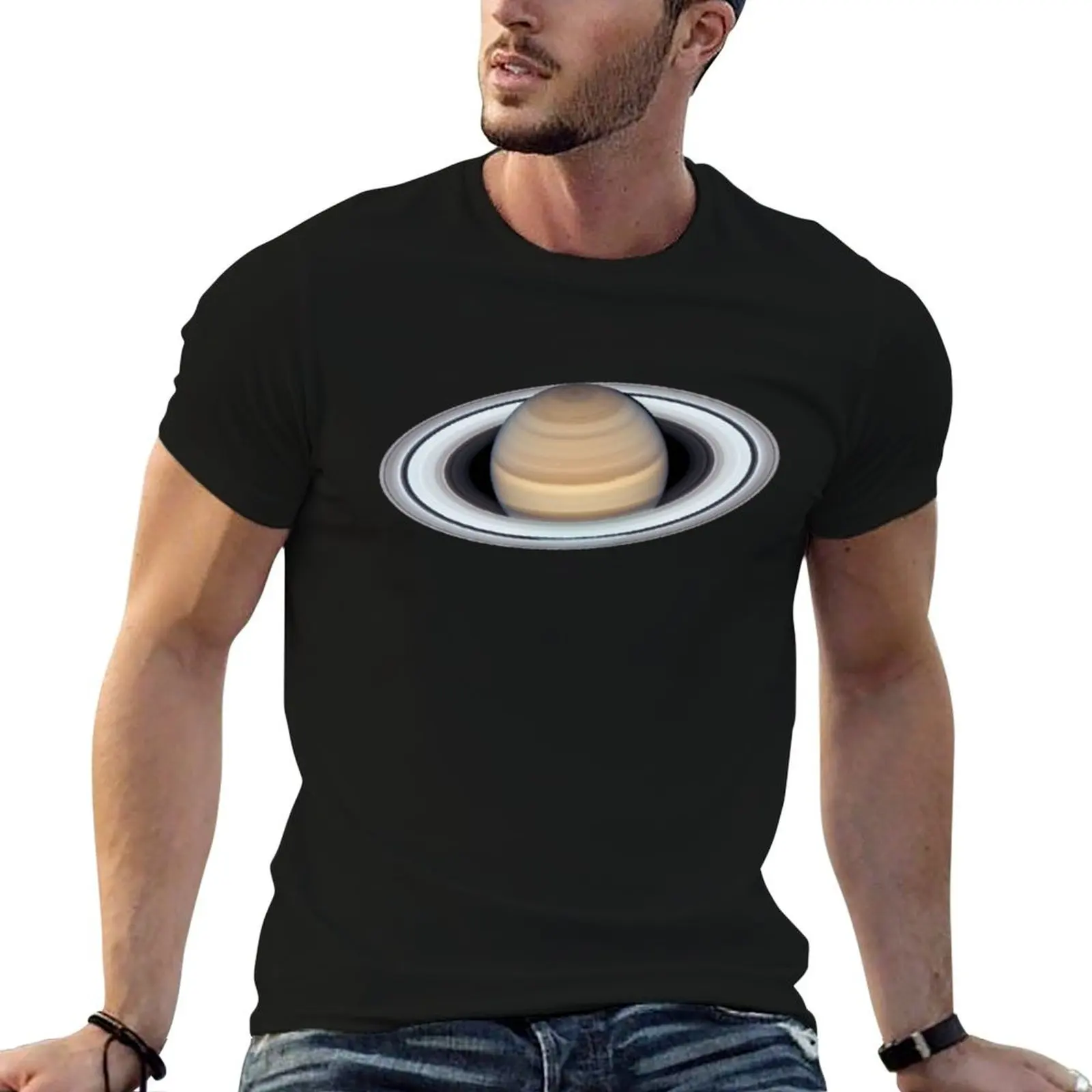 Saturn Planet Close Up Photo Round T-Shirt Halloween Theme T-Shirt