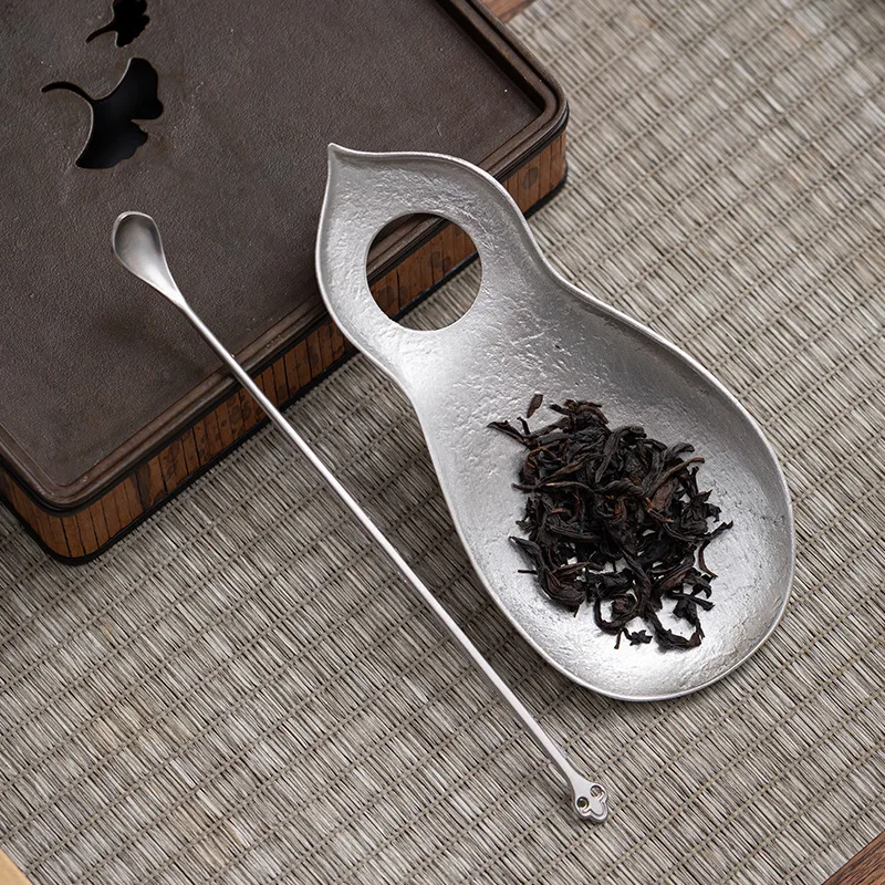 Pure Tin Tea Spoon Handmade Caddy Spoon Tea Shovel Six Items Household Take Tea Scoop