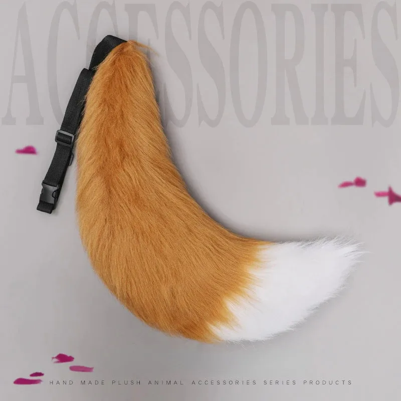 

Регулируемый пояс с лисьим хвостом Kawaii Wolf Dog Tail, аксессуары для косплея, вечерние 70 см, пушистый хвост, реквизит для костюма для косплея, хвост из искусственного меха для девочек