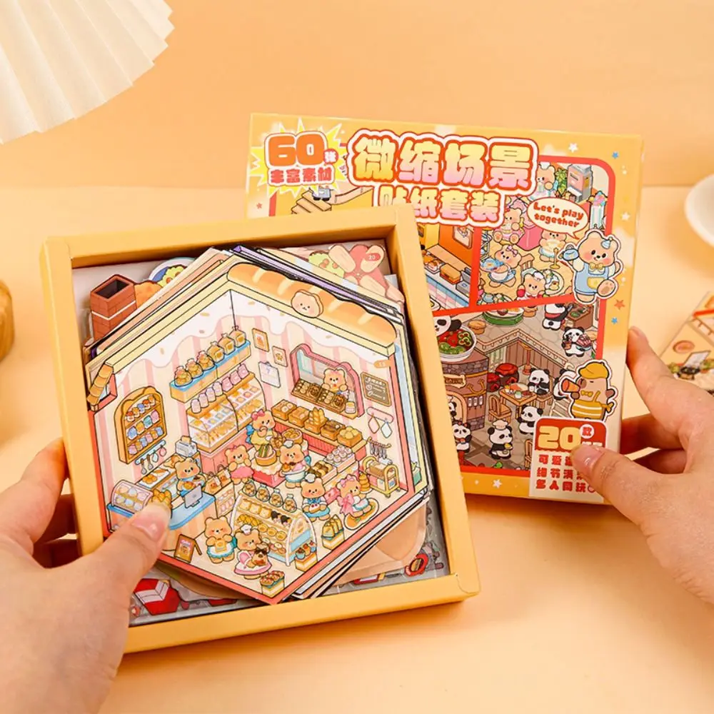 

Милые 3D наклейки для ландшафтного дизайна домашних животных, 20 листов, сцены, сделай сам, поделки, миниатюрные наклейки сцены, мультяшные наклейки, книга