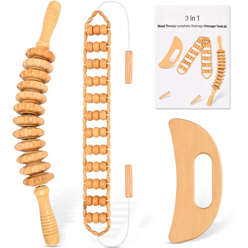 

Hot Sale Lymphatic Drainage Massager Maderoterapia Kit Body Sculpting Tools Wood Therapy Massage Tools Wooden Gua Sha
