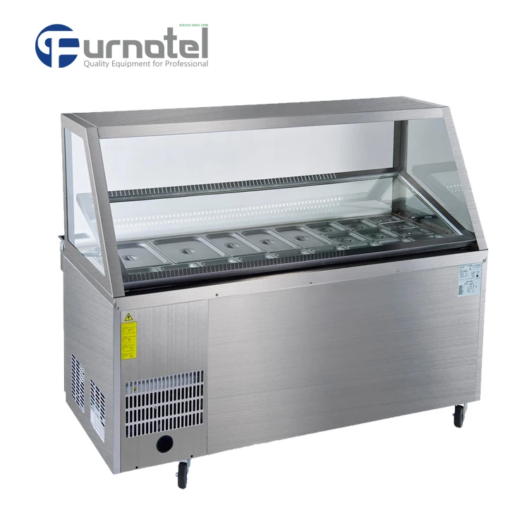 Pizza Refrigerator - Furnotel Stainless Steel Commercial Pizza Prep Table Refrigerator with Marble Work Top