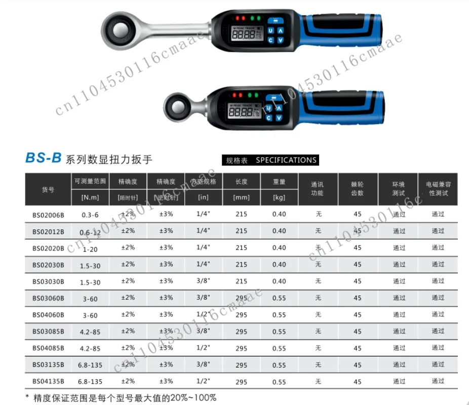 OEM Professional Grade Interchangeable Industrial Adjustable Digital Torque Wrench 0.3-135 Nm Repair Kit