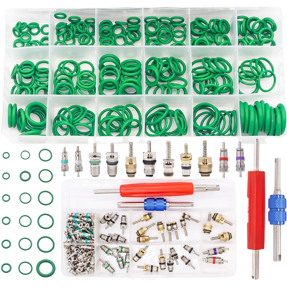 372PCS Car Air Conditioner Valve Core Box For R12 R134a AC Repair Kit With Storage Case For Jetta Vehicle Cooling Parts
